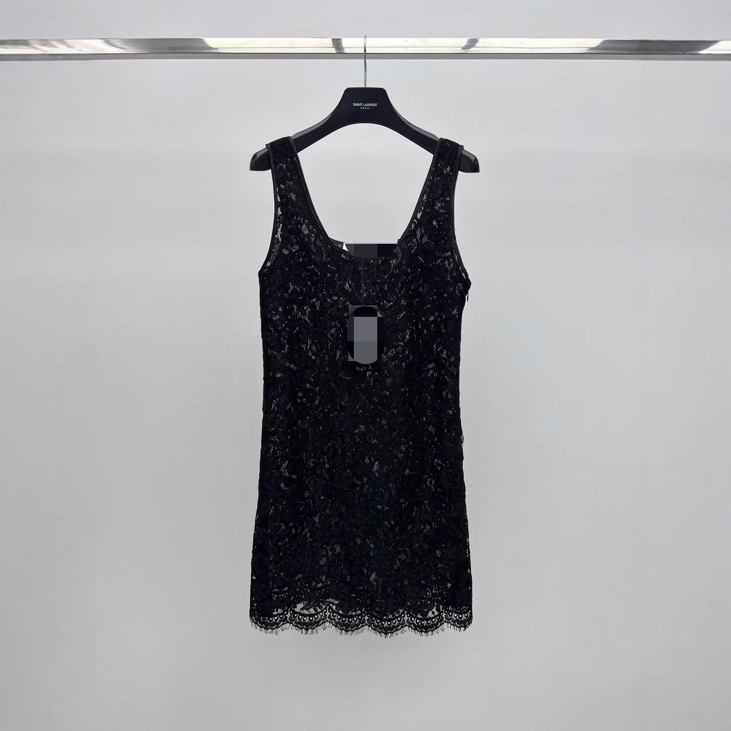 summer fashionable solid color lace dress with a round collar…