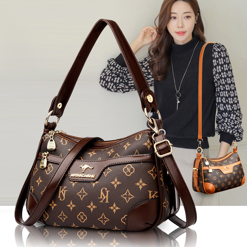 Large Capacity All-match Crossbody Bag 2025 New Vintage Printed Old Age Shoulder Bag Fashionable Trendy Underarm Bag Hot Sale