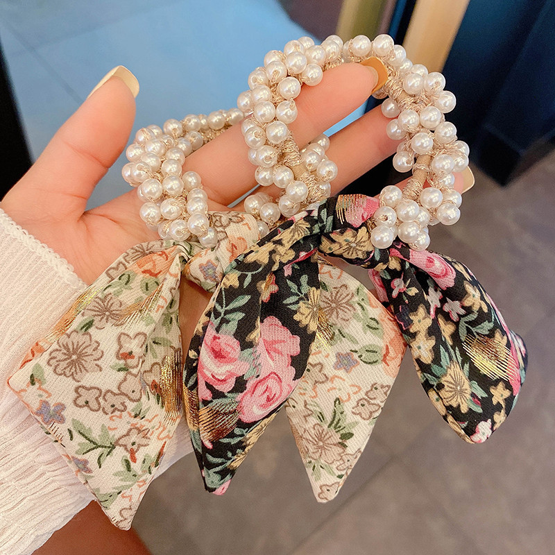 Corea del Sur floreciente correa de arco tocado de perlas rojas anillo de pelo correa de cabello de verano correa de cabello