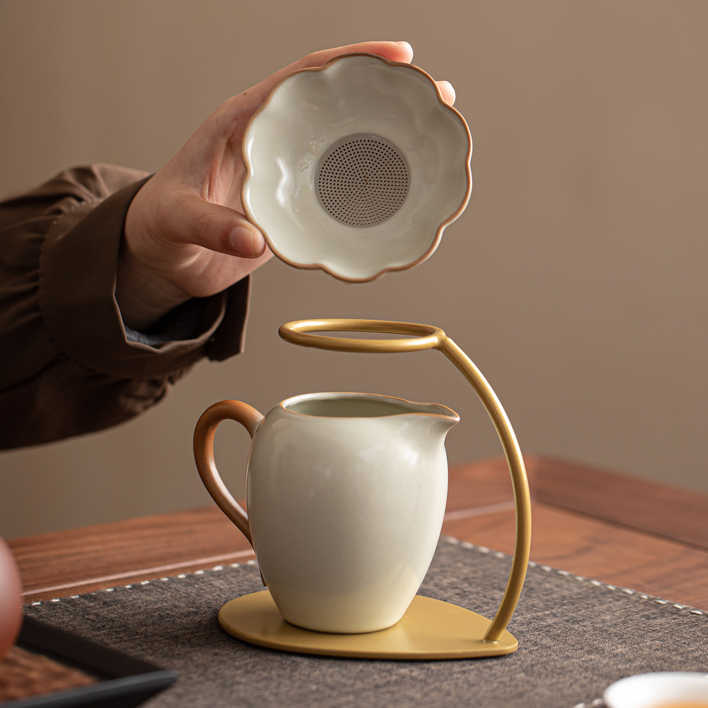茶漏茶滤架懒人支架泡茶神器滤茶器陶瓷公道杯一体茶叶过滤网茶隔