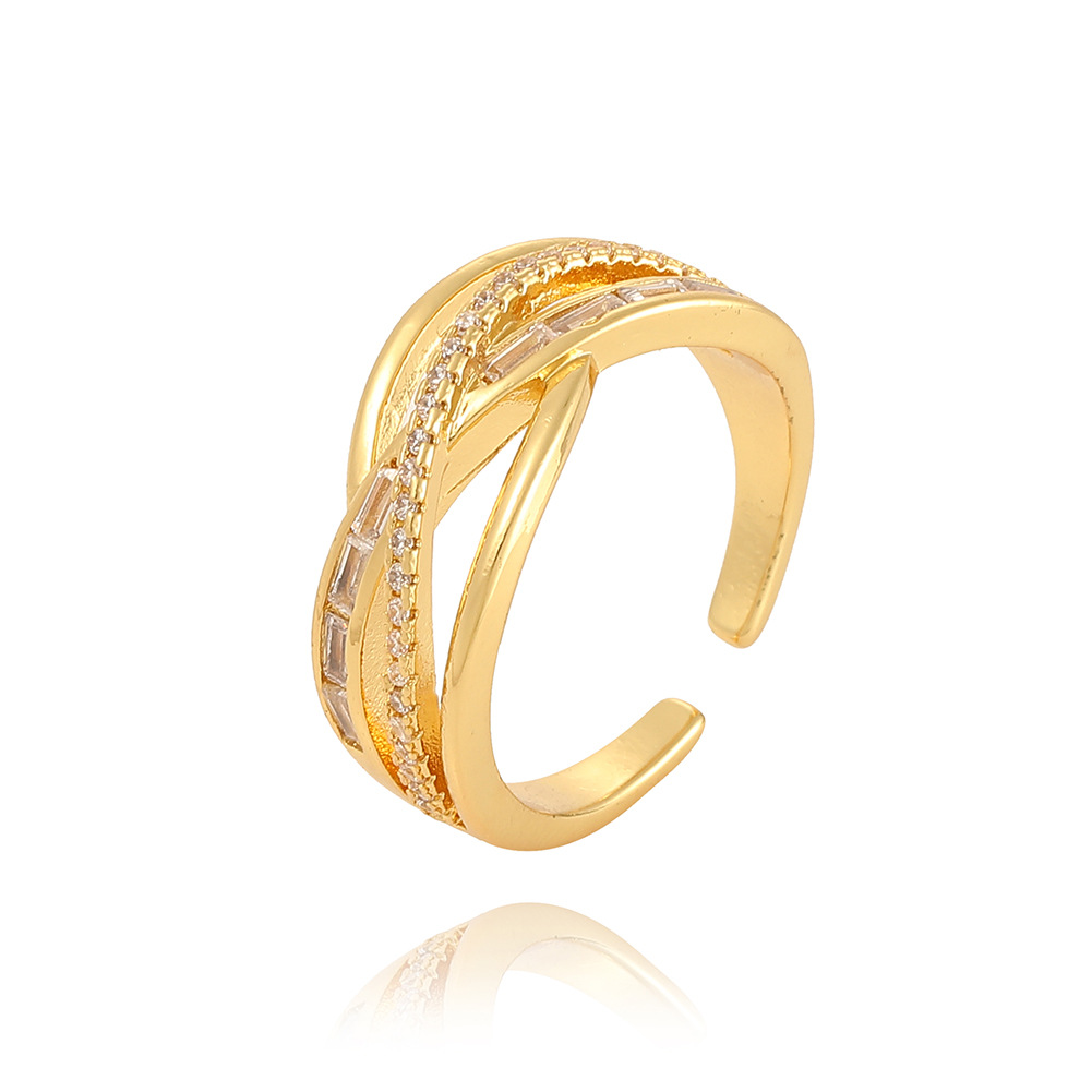copper universal ring with stone with zircon