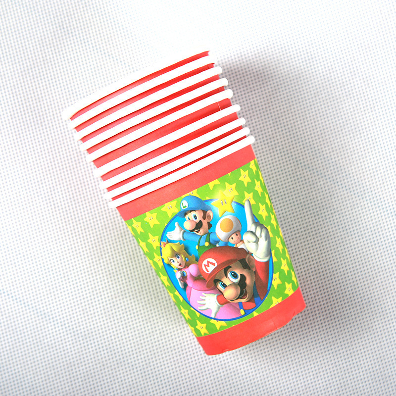 Mario tema Fiesta traje Mary cumpleaños de los niños decoración desechable partido plato de papel taza de papel