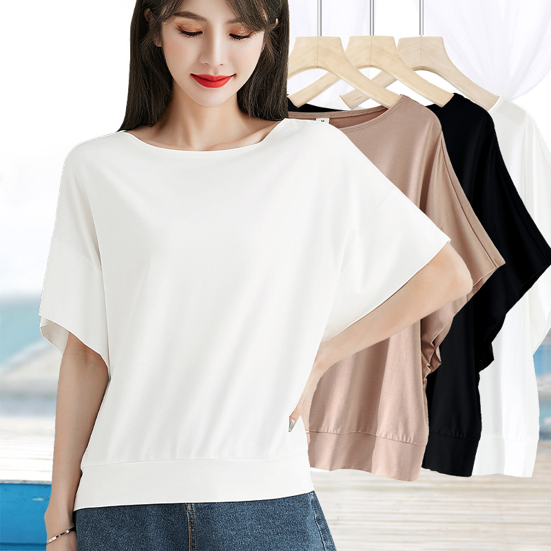여성용 반팔 티셔츠 단색 세련된 바닥 셔츠, 칼라 느슨한 캐주얼 봄과 가을 새로운 스타일 탑 올 매치 슬리밍
