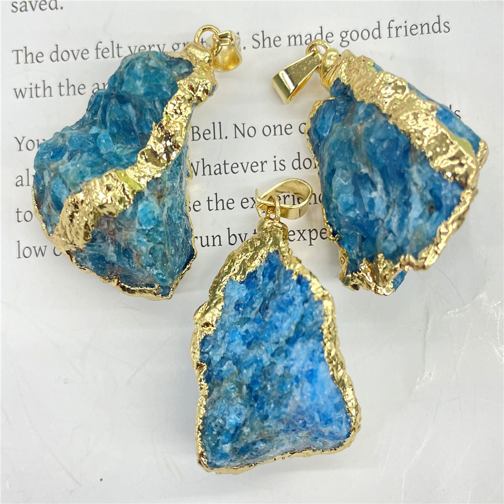 Al por mayor gema natural de cristal oro borde amorfo colgante collar accesorios DIY simple estilo europeo y americano