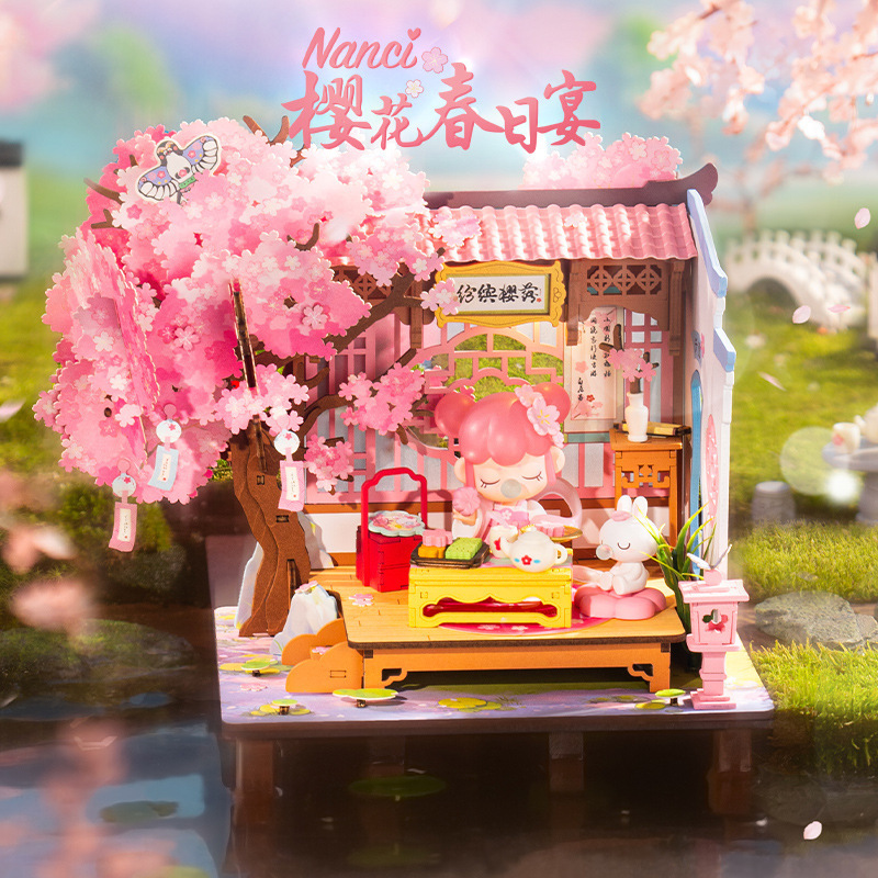 Rolife Nanci Spring Banquet DIY Handmade Cottage Villa Miniature Model Assembly House Building Blocks
