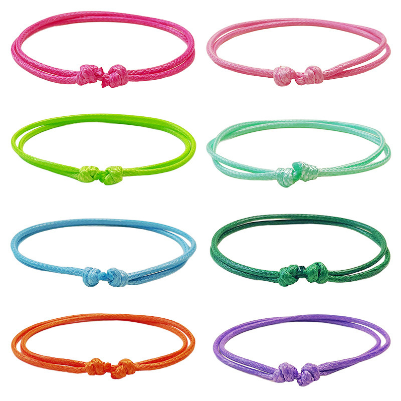 Cross-Border Friendship Bracelets, Multi-Color Mixed and Matched, Simple Waterproof Solid Color Double-Layer Korean Wax Thread Braided Rope Bracelets, Finished Products