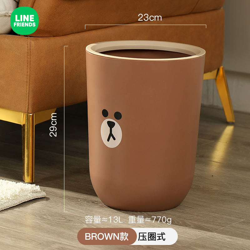 ブラウンベアキッチンゴミ箱高価値家庭用プラスチック圧力リングオープンタイプのバスルームゴミ箱|undefined