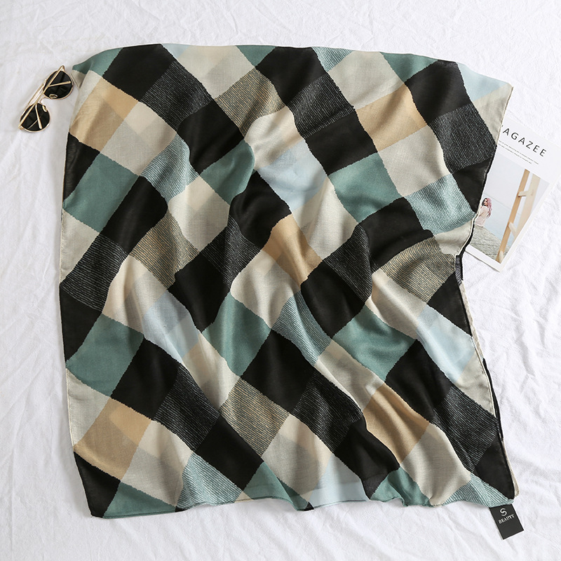 Estilo coreano nuevo rombo colorido verano playa protector solar bufanda dulce Toalla de playa de algodón de lino sensación de aire acondicionado Sala chal