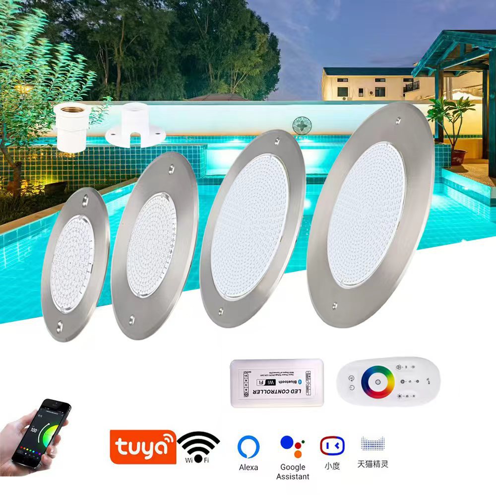 Transfronterizo de acero inoxidable 316 LED piscina submarina lámpara de agua totalmente pegada IP68 control de aplicación inteligente WiFi image 1