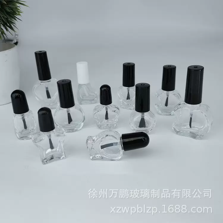 批发创意指甲油瓶玻璃5ml异形美甲油空瓶配毛刷分装小瓶子
