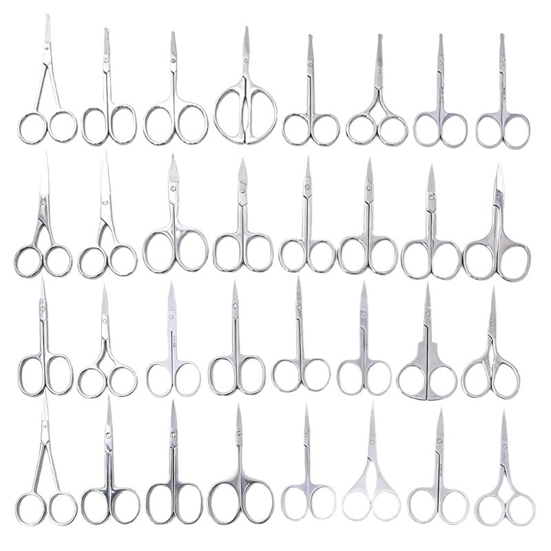 Tijeras para Cejas y Nariz de Acero Inoxidable de Cabeza Redonda y Curva
