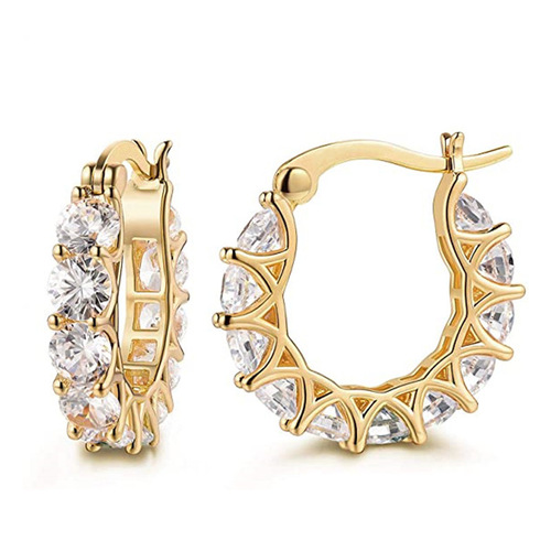 Huitan fashionable ins style earrings for women, French style full-studded zircon lace earrings, U-shaped earrings, cross-border e-commerce hot sale