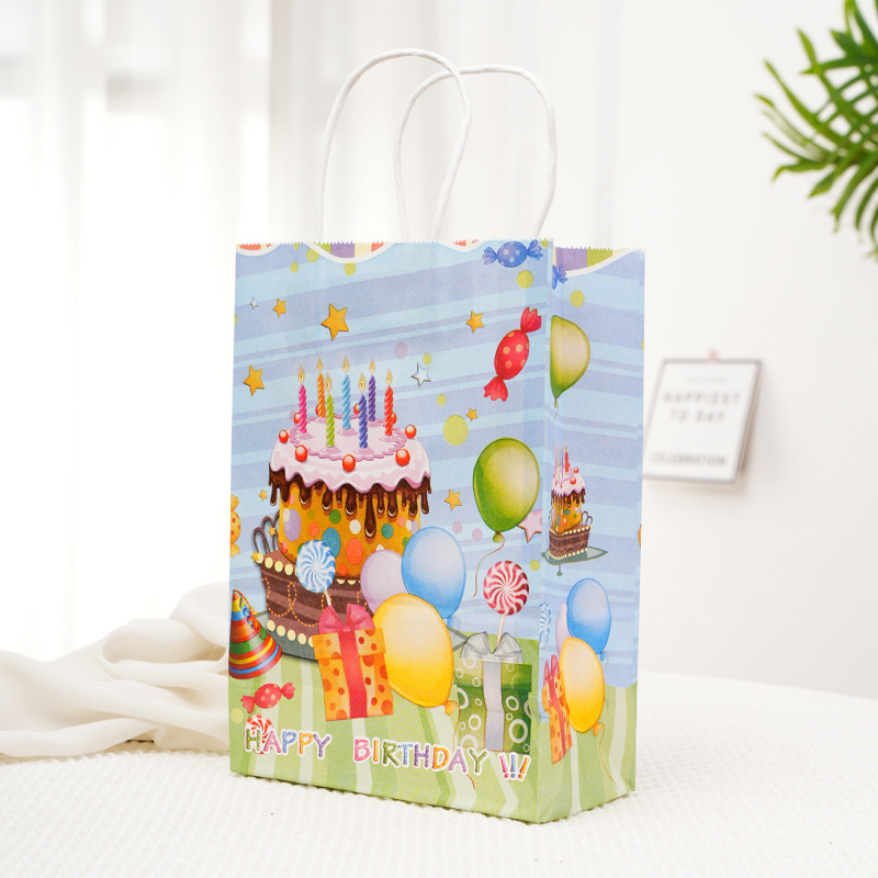 Bolsas de papel kraft en stock Bolsas de papel de cumpleaños felices en inglés Bolsas de regalo de cumpleaños image 7