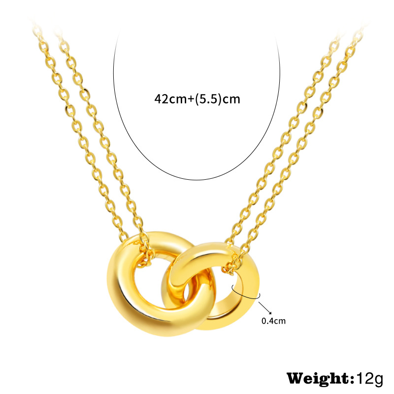 cross-border-double-ring-necklace-womens-european-and-american-high-end-fashion-temperament-geometric-pendant-personalized-all-match-metallic-necklace