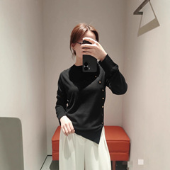 纯原女装精纺羊毛开衫早秋新品斜门襟立体扣针织衫高端高级感女装