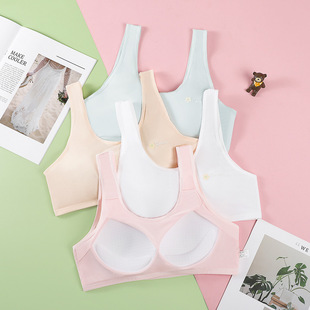 Girls Lengthen Developmental Underwear Integrated Fixed Coaster Junior High School Students Tube Top Vest Ice Silk Summer