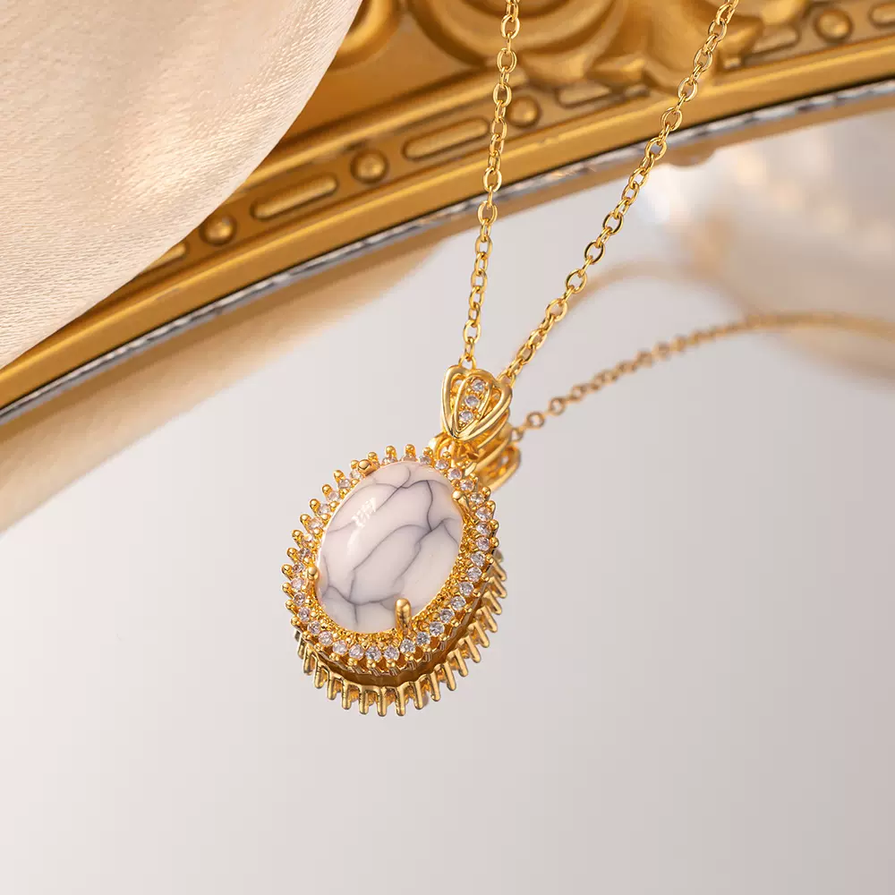 2024年新款锁骨链小众网红爆款仿松石裂纹项链女轻奢高级感气质潮