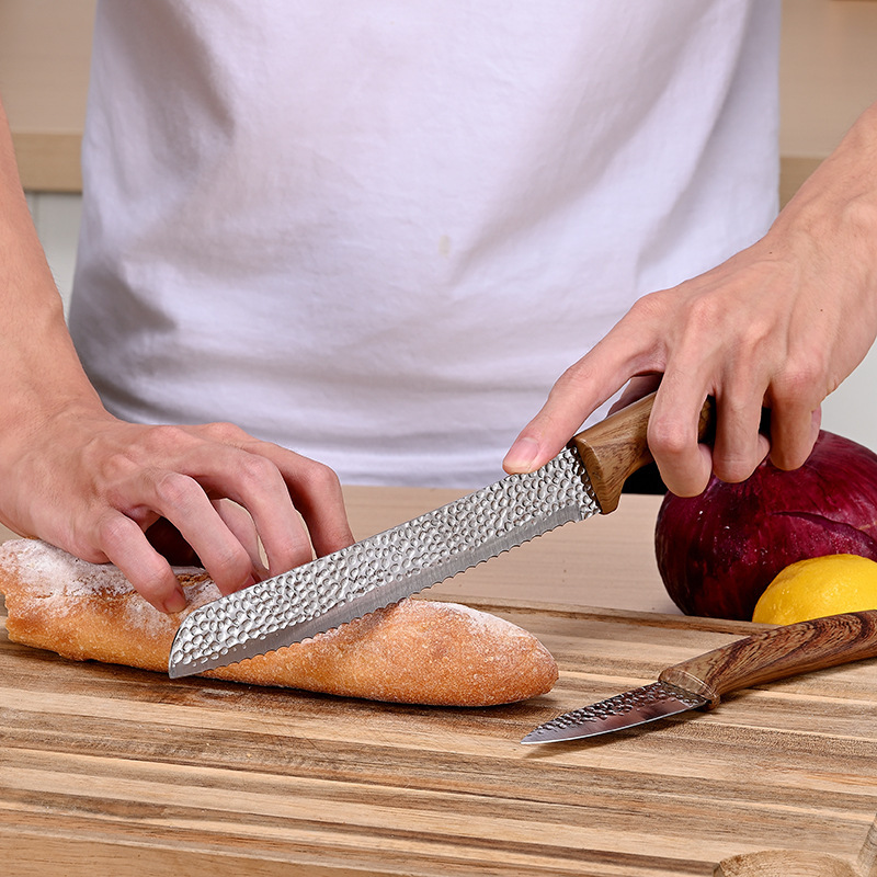 Mango de madera recubierto 8 piezas de cuchillo de cocina cuchillo de frutas cuchillo de garra de oso afilador cuchillo de cocina cuchillo conjunto