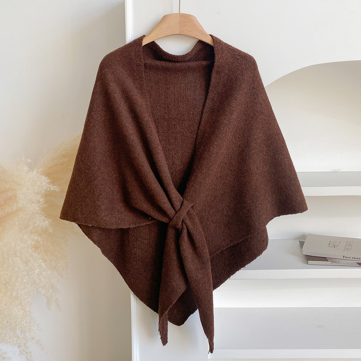 Bufanda Triangular de Lana Estilo Casual 2025 para Mujer, Calentador de Cuello para Otoño e Invierno, Chal Grande de Color Sólido para Habitaciones con Aire Acondicionado.