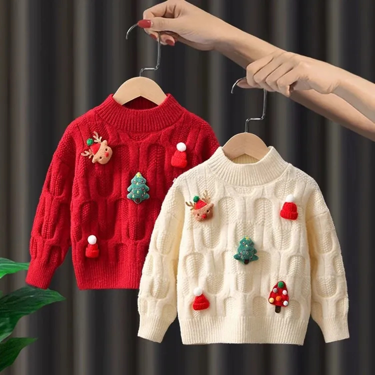 Demi-season sweater, thermal underwear, children's knitted down jacket girl's, Korean style, western style 3