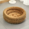 Rabbit fur round nest - brown color