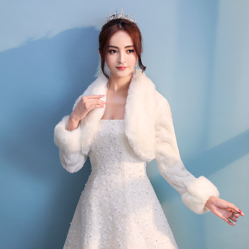 New Autumn And Winter Warm Fur Collar Cardigan Imitation Fur Dress Fur Shawl