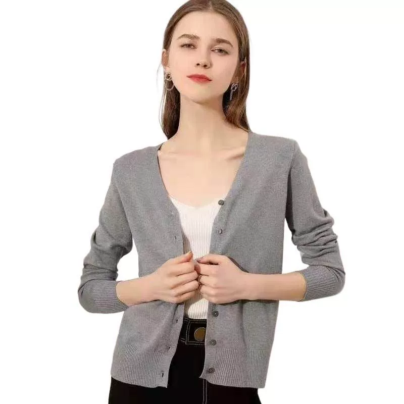 2025 Женский вязаный кардиган Magic с разницей в температуре, универсальный кардиган с v-образным вырезом больших размеров, весенне-осенняя верхняя одежда для женщин больших размеров 90kg