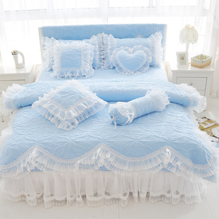 Korean Style Princess Bedspread Four-Piece Quilted Quilt Cover Lace Bedding Wedding Gift Wedding 4-Piece Set