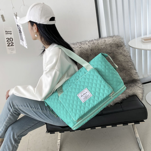 Lingge dry and wet separation sports portable shoulder bag yoga fitness bag large capacity travel bag foldable and expandable