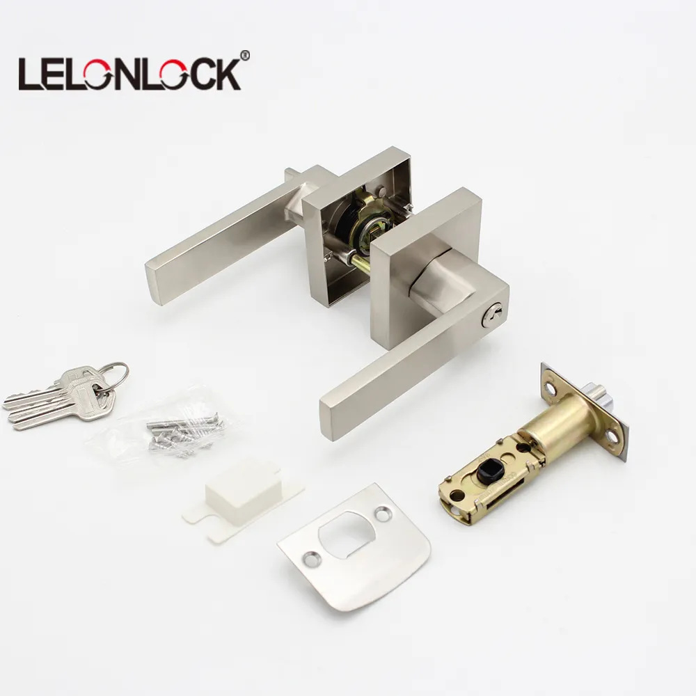 Personalizada americana pesada cerradura de tres barras de mano cuadrada negra cerradura de puerta de lengua única cerradura de puerta interior