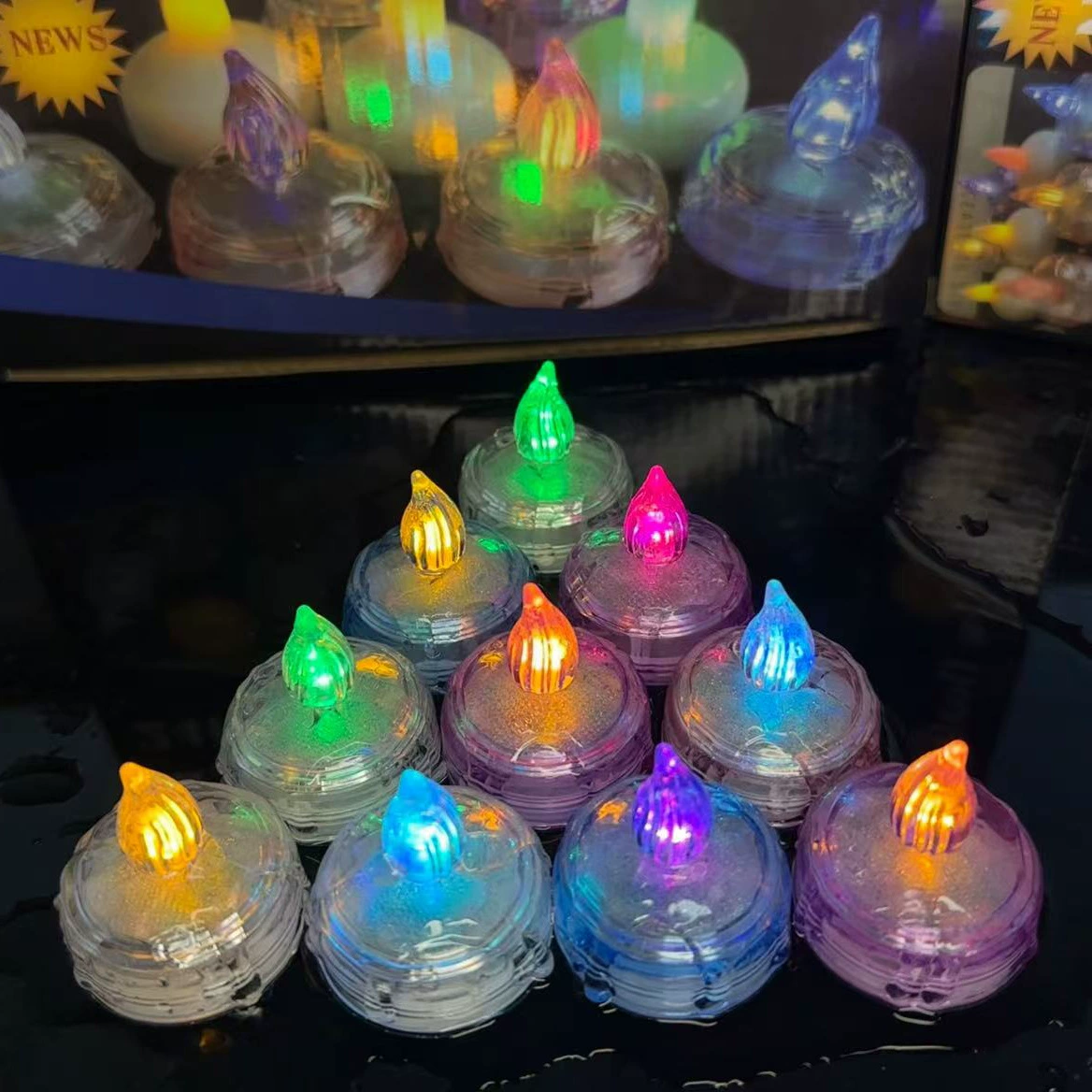 LED водонепроницаемая свеча, водные украшения, реквизит, Amazon