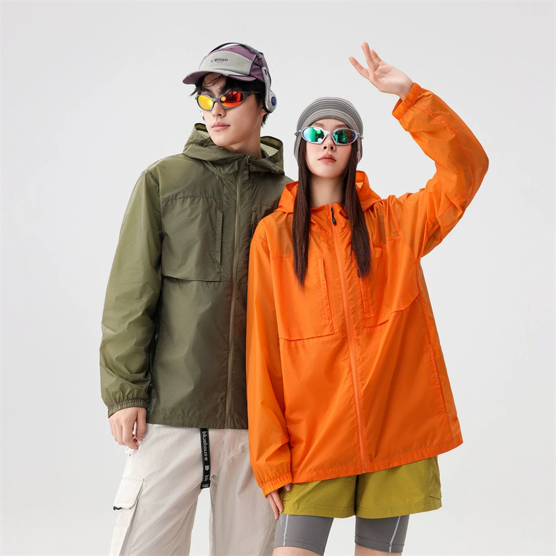 Летняя уличная солнцезащитная одежда для женщин, тонкая повседневная солнцезащитная одежда, спортивная куртка для мужчин и женщин, быстросохнущая кожа с капюшоном.