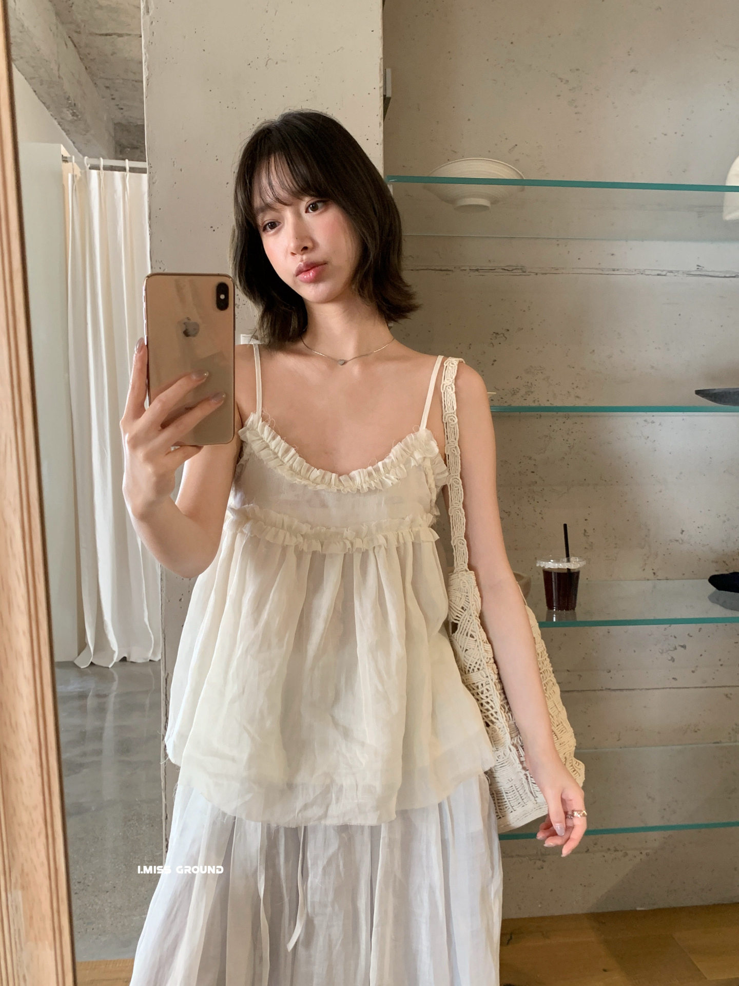 Áo hai dây nữ phong cách Hàn Quốc viền ren bèo nhún, mặc trong hoặc ngoài, che khuyết điểm, form suông — xanh đậm, xanh lam, màu hồng, Bột cam chi tiết 12