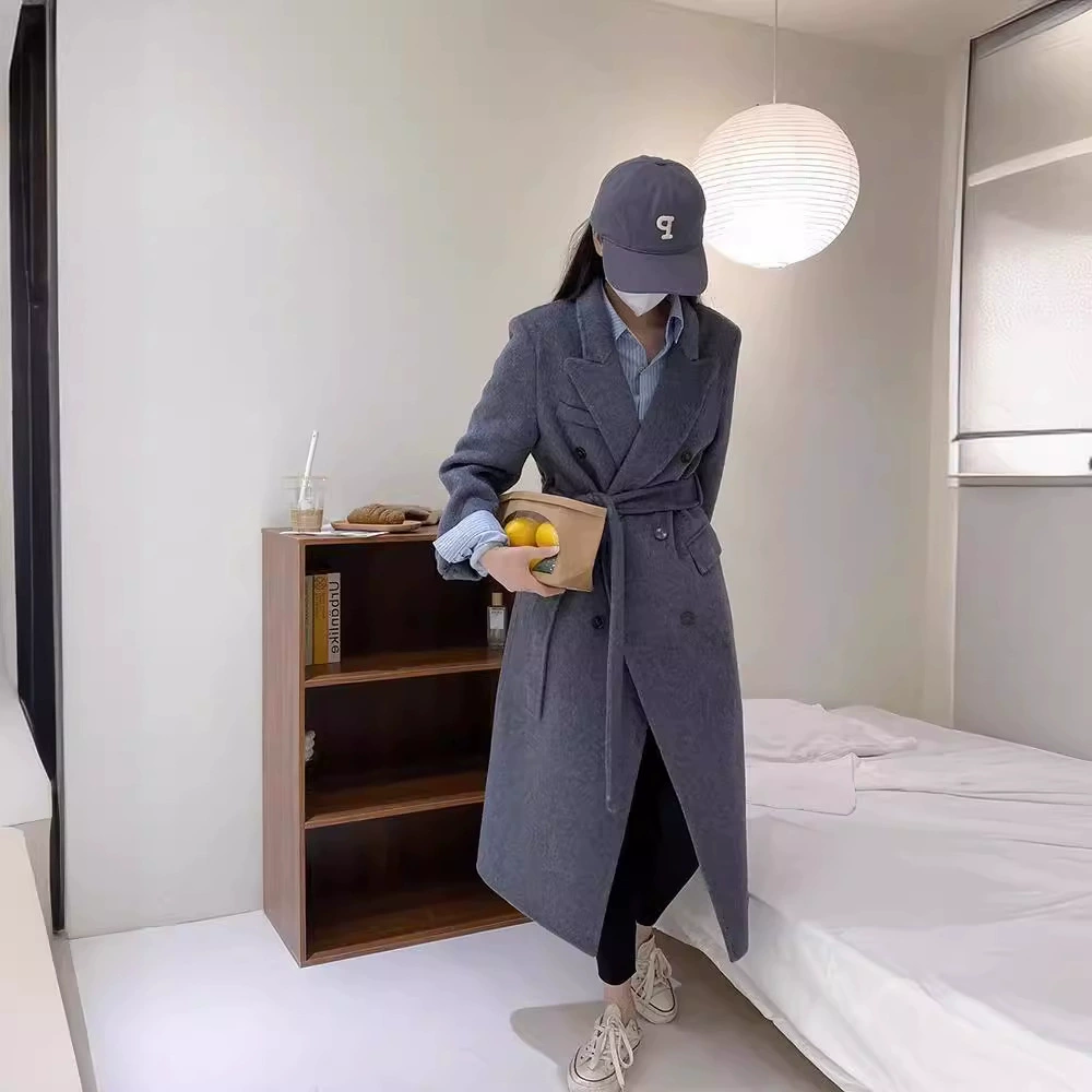 Двустороннее кашемировое пальто цвета «белый молочный» для женщин, элитная новинка осенне-зимней коллекции 2025 года, элегантное шерстяное пальто, толстое