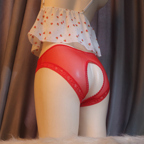Sexy low-waisted mesh U-shaped pouch with enlarged space capsule sexy underwear passion sponge concave and convex breathable briefs