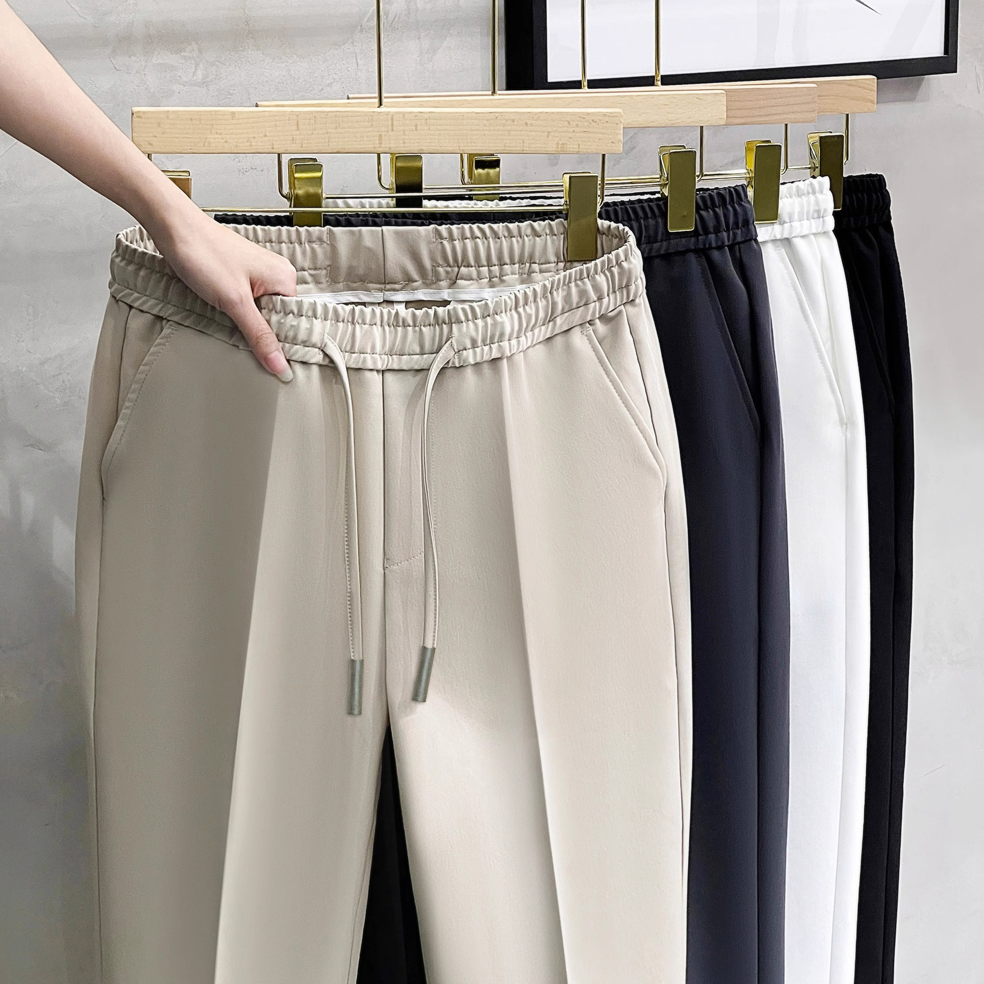 Pants Men's Spring and Summer New Small Western Pants Men's High-grade Dape Nine-point Suit Pants Men's Trendy Slim-fit Casual Pants Men's