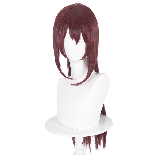 Cardamom Puella Magi Madoka Magica Sakura Kyoko cosplay dark red wig tiger mouth clip single ponytail