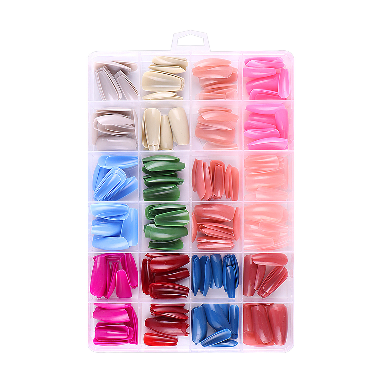 Cross-border exclusivo 24-grid color Mediados de longitud Ballet color sólido desgaste de uñas parche de uñas falso acabado al por mayor