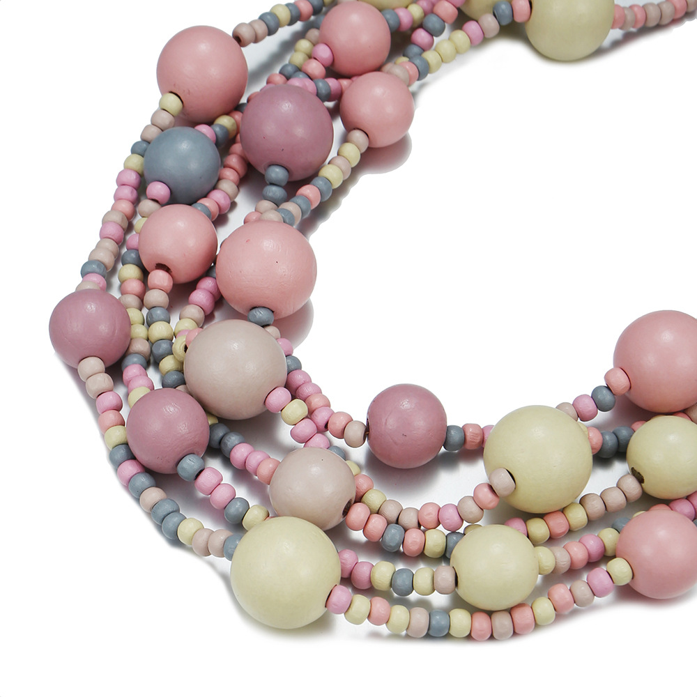Beaded Design Casual Ethnic Style Geometric Wood Wholesale Sweater Chain