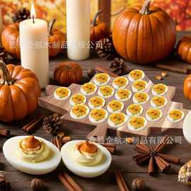 新款木制枫叶造型鸡蛋托盘点心披萨展示盘创意餐桌摆盘道具盘