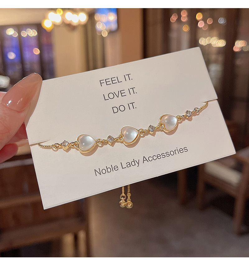 Fashion Heart Shape Copper Plating Zircon Bracelets 1 Piece