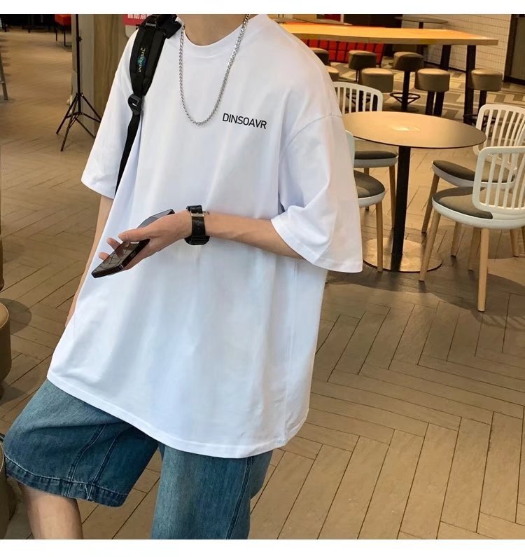 T-shirt da uomo di marca trendy Instagram a maniche corte Estate 2022 Nuova tendenza della moda da uomo semplice e versatile allentata_voghion.com