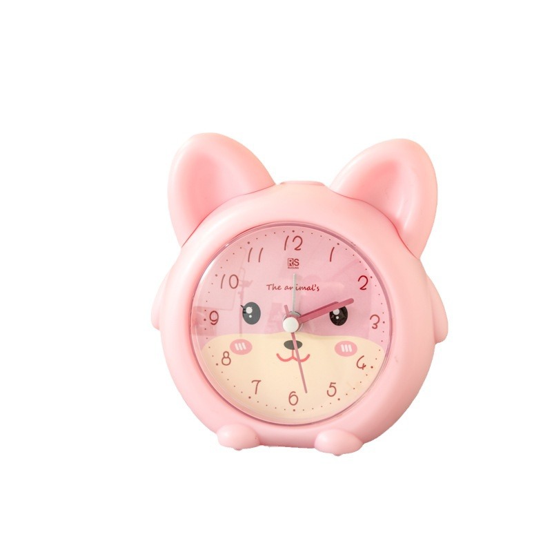 Fábrica directa gato despertador de dibujos animados color caramelo silencioso con luz despertador de estudiantes reloj de despertador especial