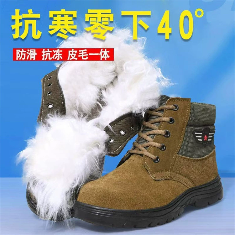 Winter warm ankle boots, khaki, plush faux‑fur lining, rugged sole, sizes 38–45