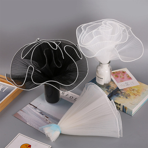 Valentine's Day floral wrap flower pleated wave yarn flower bouquet wrapping yarn pleated wavy yarn pearl yarn wholesale