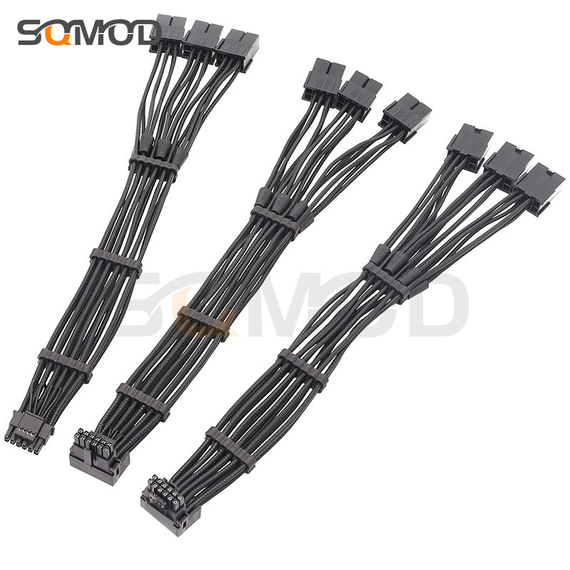 Rtx40 Series 3X8Pin 8Pin to 16Pin 12Vhpwr 90-Degree Elbow New Graphics Card Connection Cable Black