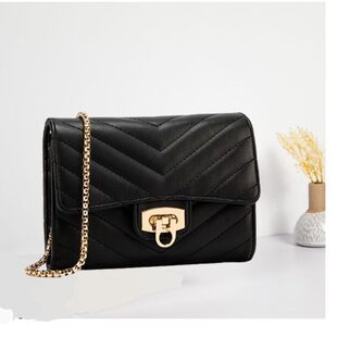 Fashionable v-pattern embroidered small square bag crossbody 2026 new versatile lock chain women's bag crossbody bag one piece drop shipping