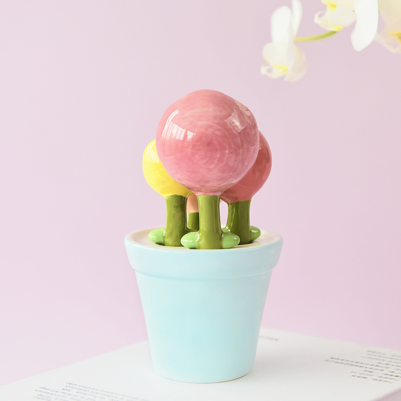 Cuchara de flor de mariposa Linda Escala de hornear pétalo cuchara de medición creativa hogar cocina cerámica sal cuchara de azúcar con base