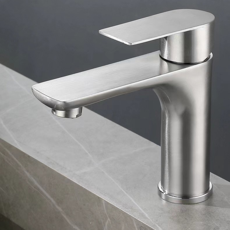 Pistola gris de acero inoxidable lavabo caliente y frío grifo lavabo contador lavabo baño negro solo grifo frío