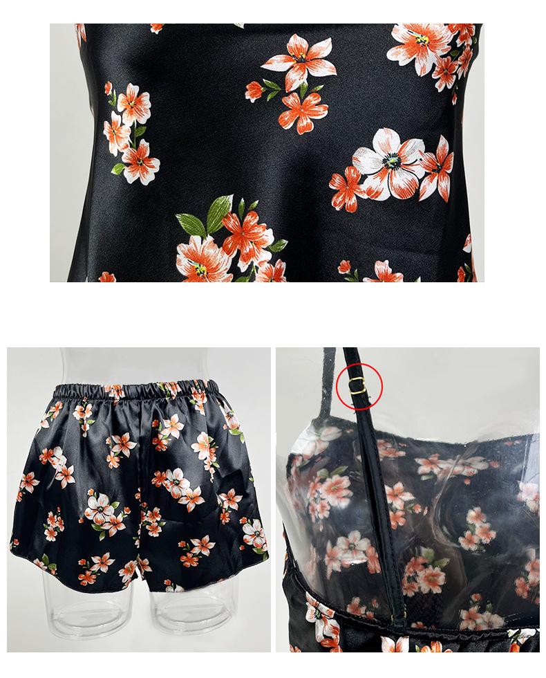 Home Sleeping Women's Elegant Lady Flower Polyester Shorts Sets Pajama Sets display picture 1